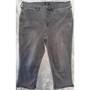 NYDJ Curves 360 Capri Jeans Womens Sz 12 High Rise Slim Straight Gray Stretch
